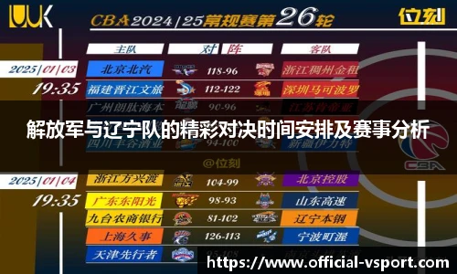 解放军与辽宁队的精彩对决时间安排及赛事分析